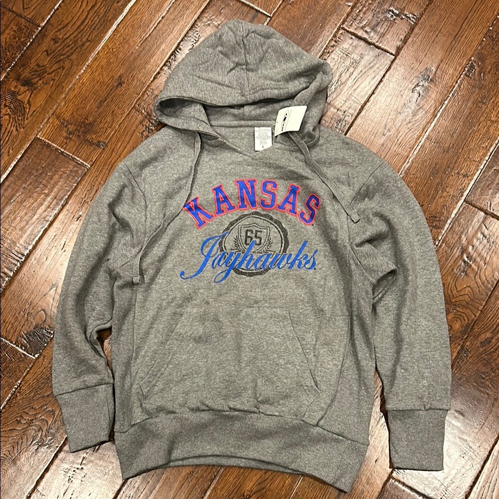 neXt Kansas KU Jayhawks Pullover Gray Hoodie Size Large NEW